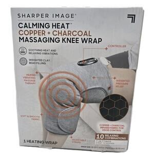 NEW Sharper Image Heat Knee Wrap Weighted Copper & Charcoal Massaging 7 Settings